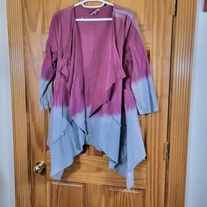 WINDHORSE tie-dye open-front cardigan shark-bite hem Size small